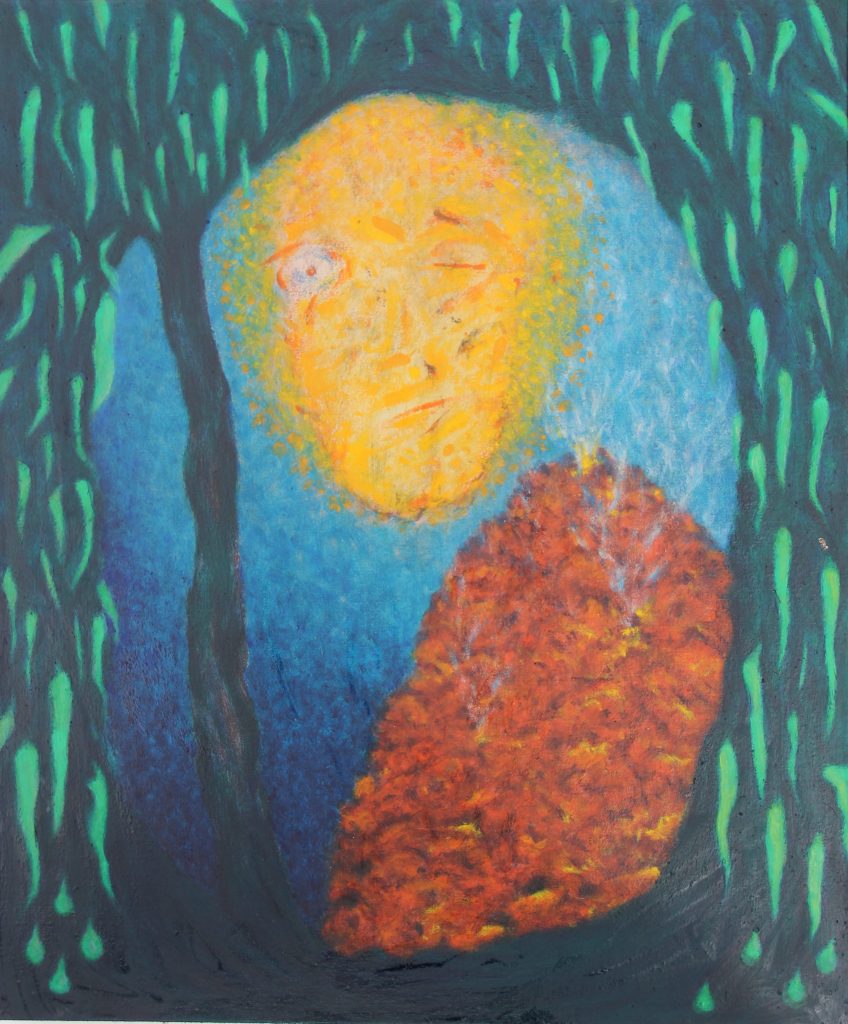 'wry sun with weeping willows' 61x51cm london group open 2019